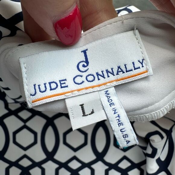 Jude Connally White and Navy Holly Geometric Tunic Top Womens Large Jude Cloth - Picture 12 of 15